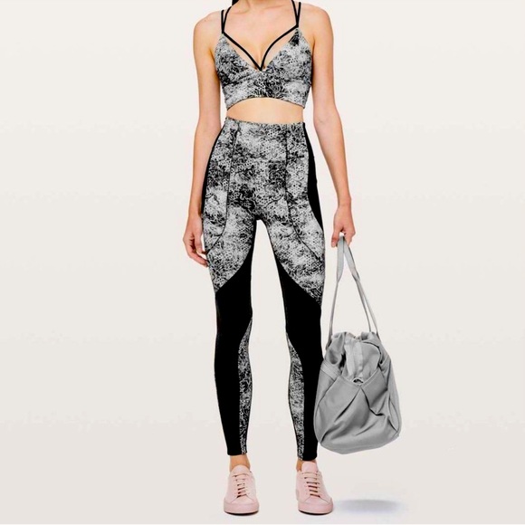 lululemon athletica Pants - Lululemon sweat and repeat Serigraph starlight tight floral black and white pant